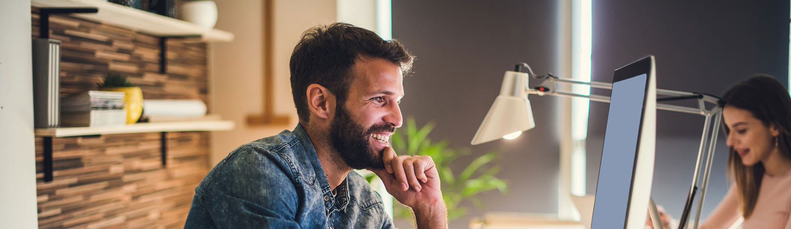 man working at desk 