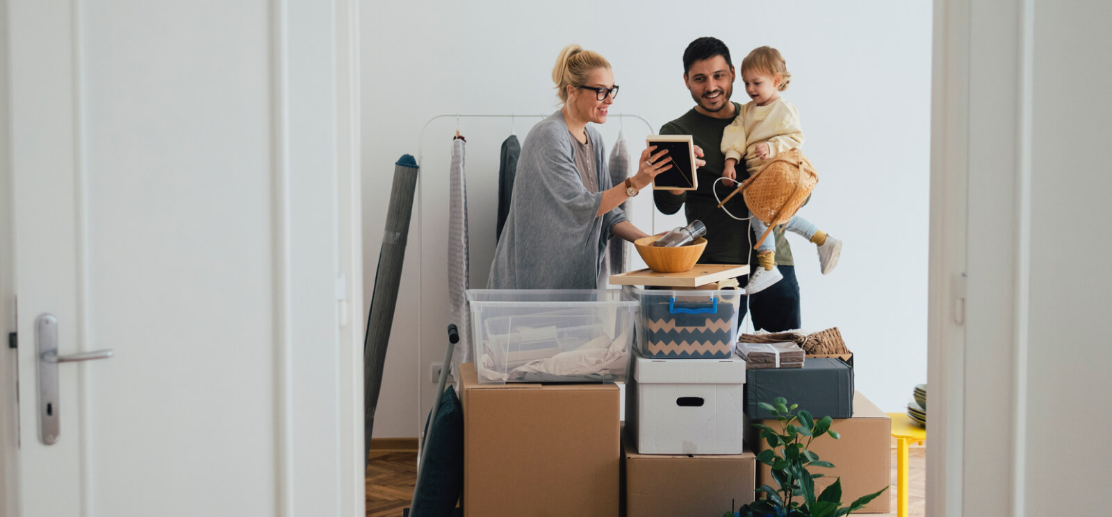 Family moving into a home